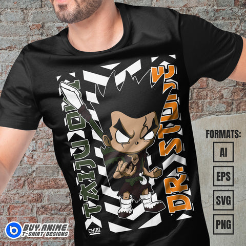 Premium Taiju Oki Chibi Dr Stone Anime Vector T-shirt Design Template