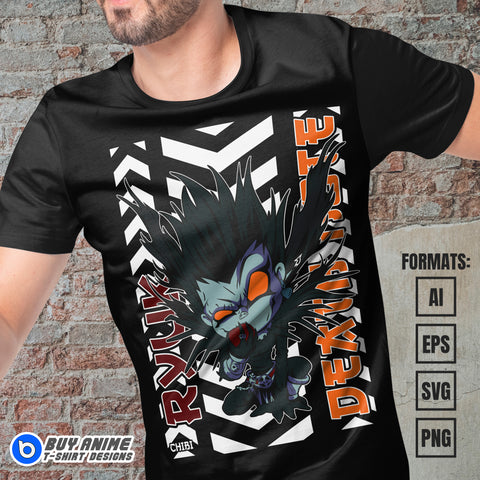 Premium Ryuk Chibi Death Note Anime Vector T-shirt Design Template