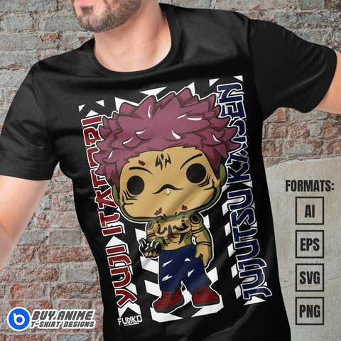 Premium Yuji Itadori Funko Jujutsu Kaisen Anime Vector T-shirt Design Template