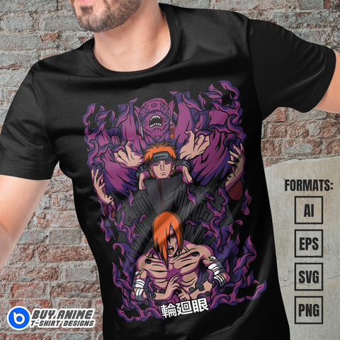Premium Nagato Naruto Anime Vector T-shirt Design Template