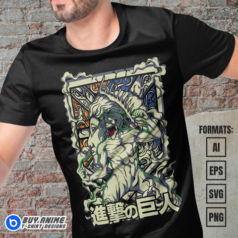 Premium Attack on Titan Anime Vector T-shirt Design Template #14