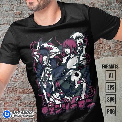 Premium Chainsaw Man Anime Vector T-shirt Design Template #29