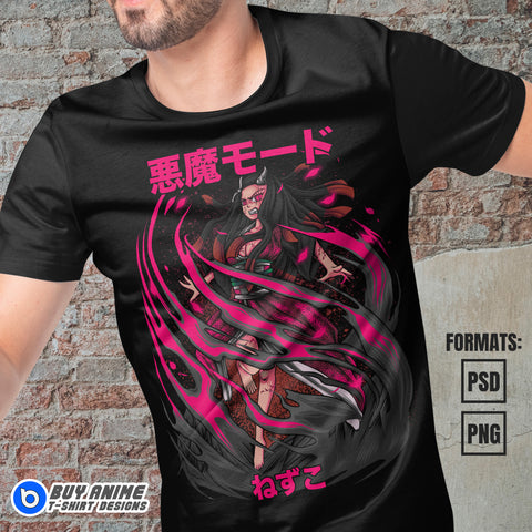Premium Nezuko Kamado Demon Slayer Anime Vector T-shirt Design Template