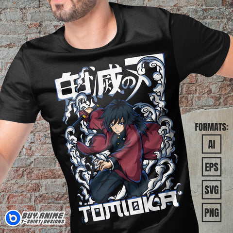 Premium Tomioka Demon Slayer Anime Vector T-shirt Design Template #2