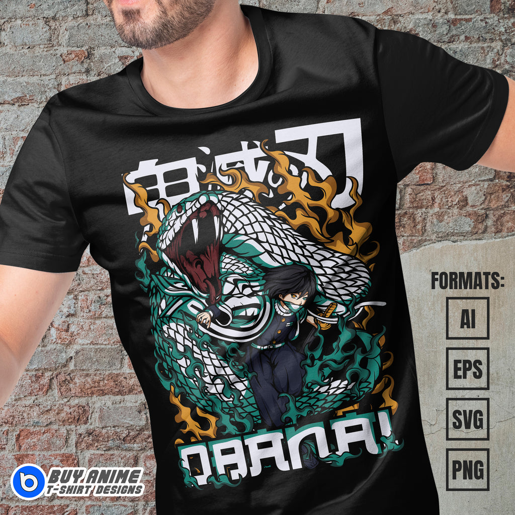 Premium Obanai Iguro Demon Slayer Anime Vector T-shirt Design Template #2