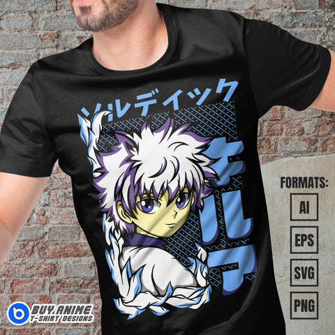 Premium Killua Hunter x Hunter Anime Vector T-shirt Design Template #7