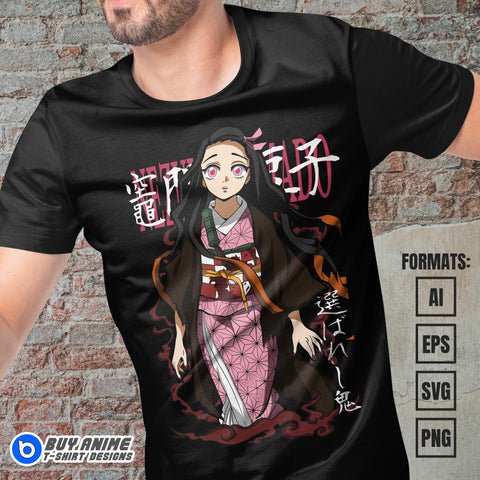 Premium Nezuko Kamado Demon Slayer Anime Vector T-shirt Design Template #2