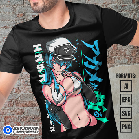Premium Esdeath Akame Ga Kill Anime Vector T-shirt Design Template #2