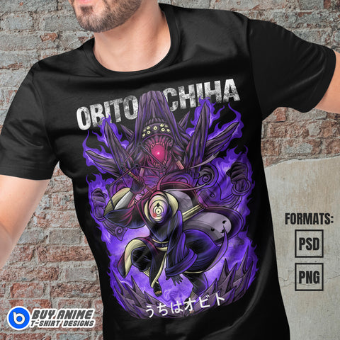 Premium Obito Uchiha Naruto Anime Vector T-shirt Design Template