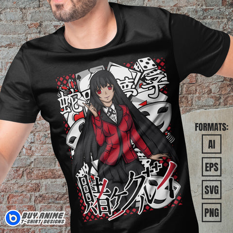 Premium Yumeko Jabami Kakegurui Anime Vector T-shirt Design Template