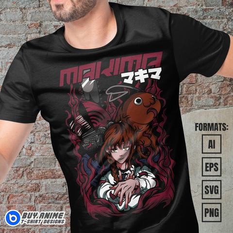 Premium Makima Chainsaw Man Anime Vector T-shirt Design Template #4