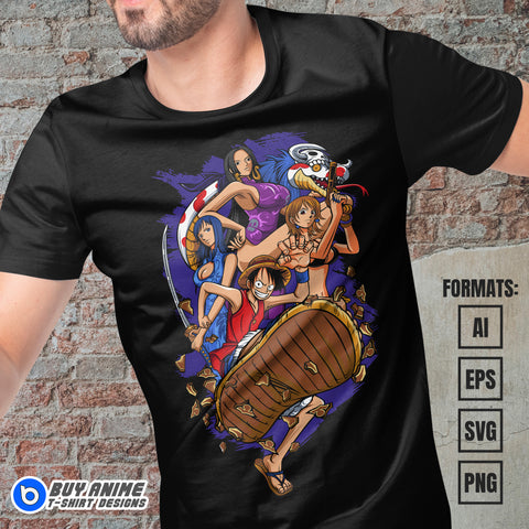 Premium One Piece Anime Vector T-shirt Design Template