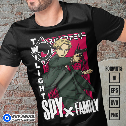 Premium Loid Forger Spy x Family Anime Vector T-shirt Design Template