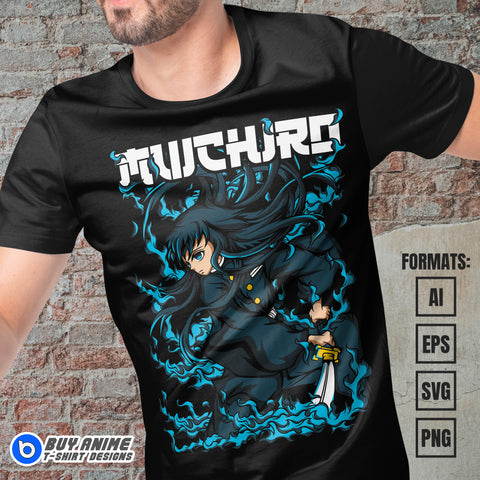  Premium Muichiro Demon Slayer Anime Vector T-shirt Design Template #7