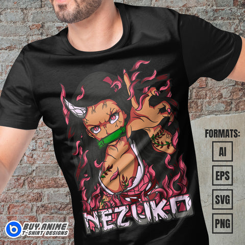  Premium Nezuko Kamado Demon Slayer Anime Vector T-shirt Design Template #11