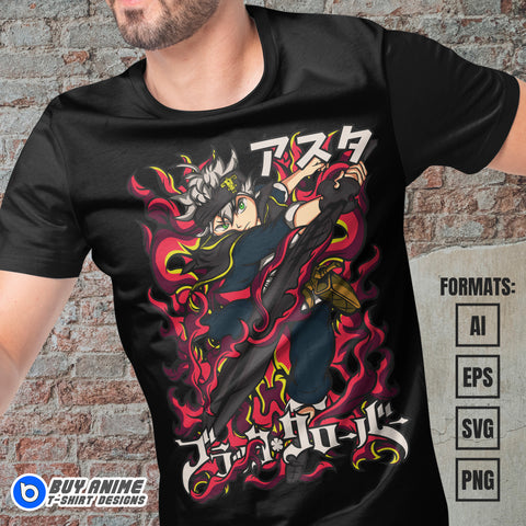Premium Asta Black Clover Anime Vector T-shirt Design Template #16
