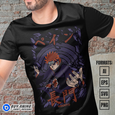 Premium Nagato Naruto Anime Vector T-shirt Design Template #2