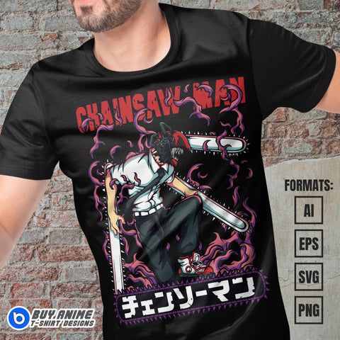 Premium Chainsaw Man Anime Vector T-shirt Design Template #30