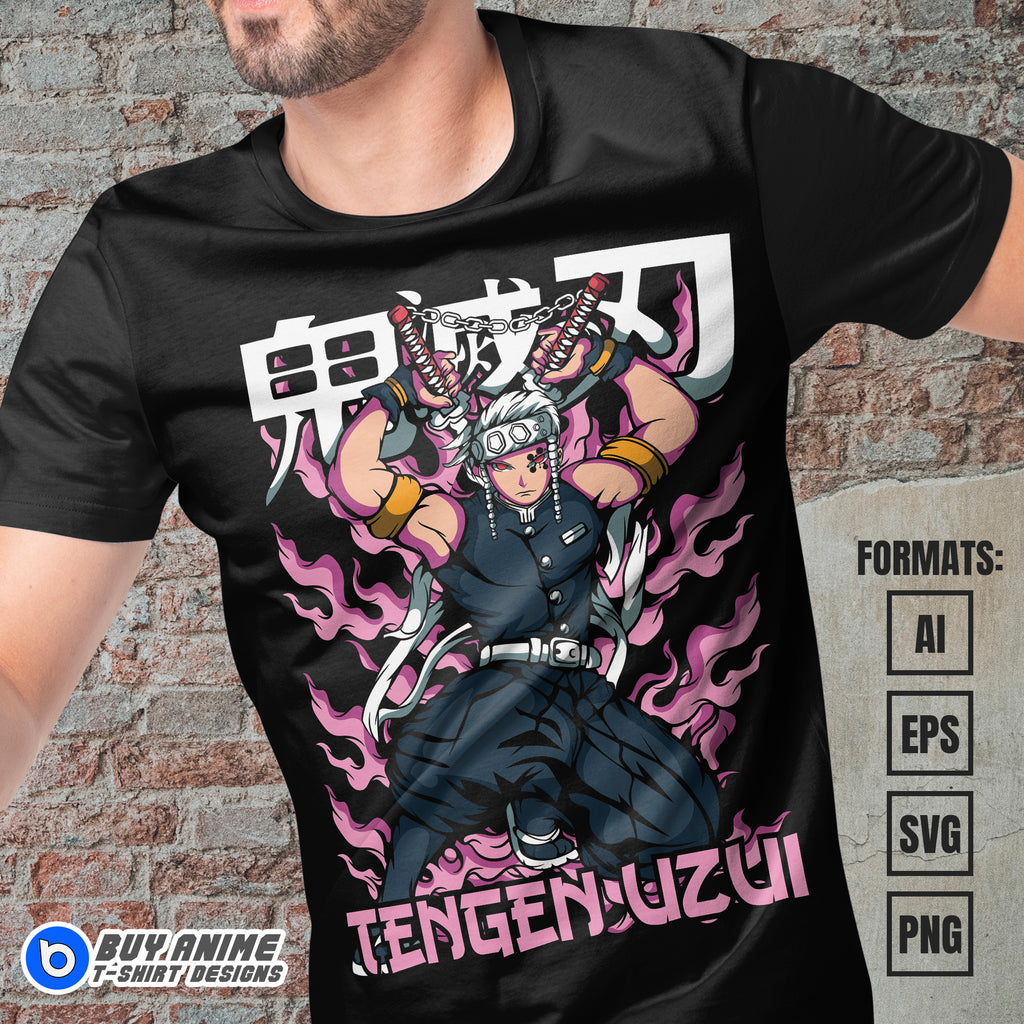 Premium Tengen Uzui Demon Slayer Anime Vector T-shirt Design Template #3