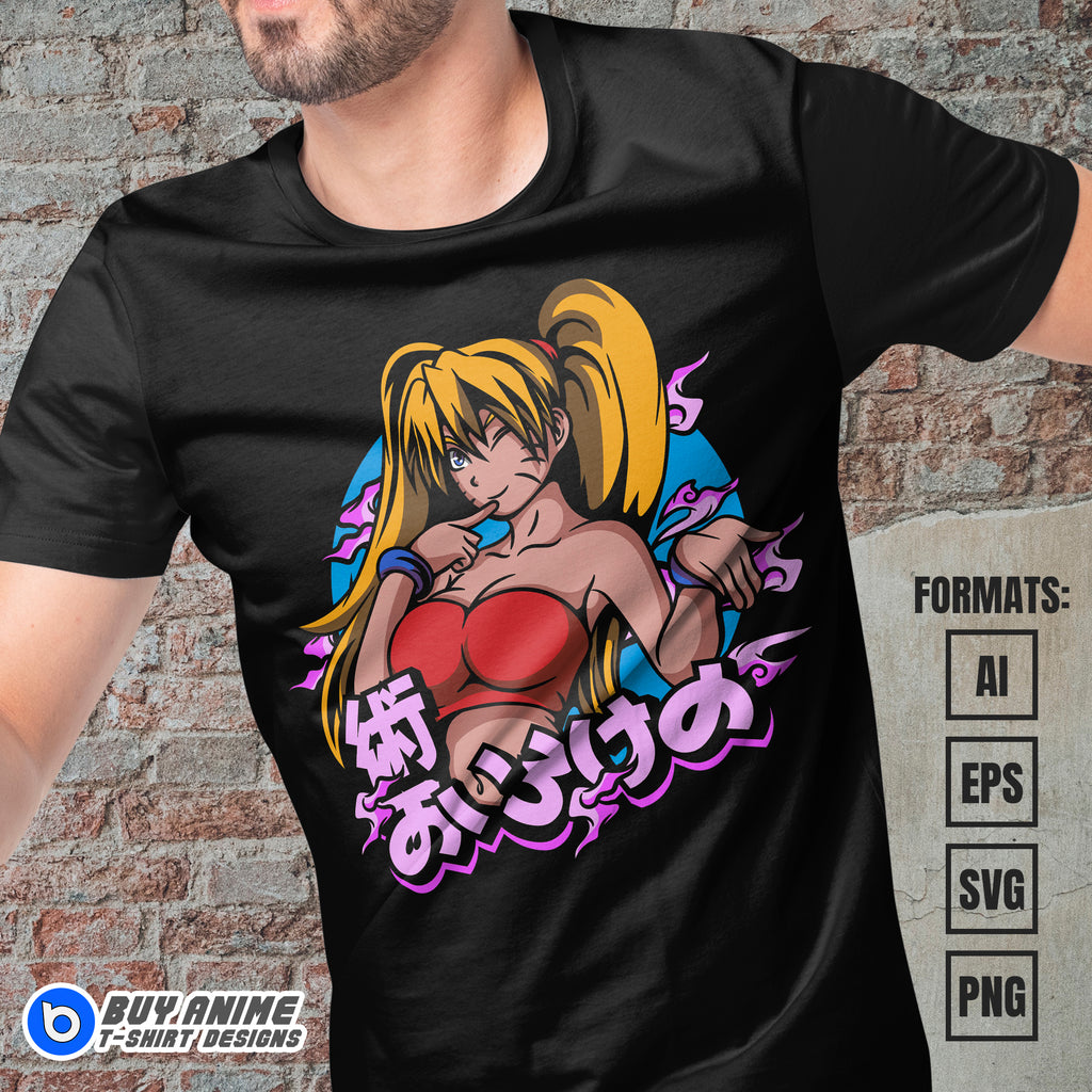 Premium Naruto Girl Anime Vector T-shirt Design Template