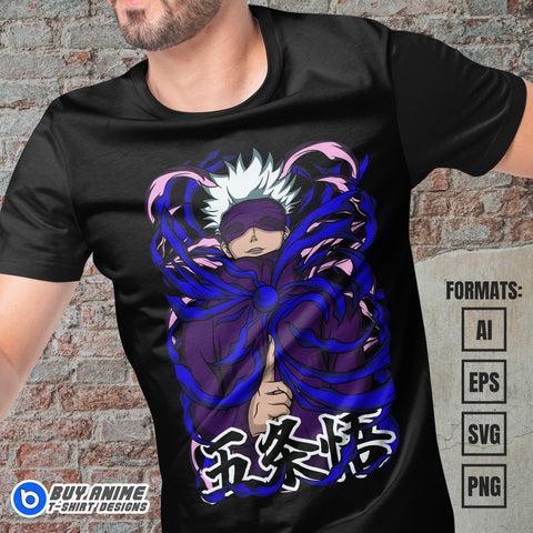Premium Satoru Gojo Jujutsu Kaisen Anime Vector T-shirt Design Template #4