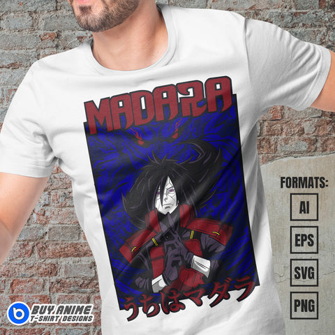Premium Madara Uchiha Naruto Anime Vector T-shirt Design Template #2