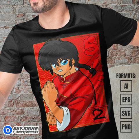 Premium Ranma 1/2 Anime Vector T-shirt Design Template #3