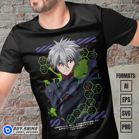 Premium Kaworu Neon Genesis Evangelion Anime Vector T-shirt Design Template