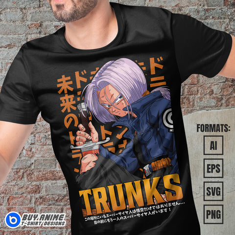 Premium Future Trunks Dragon Ball Z Anime Vector T-shirt Design Template #3