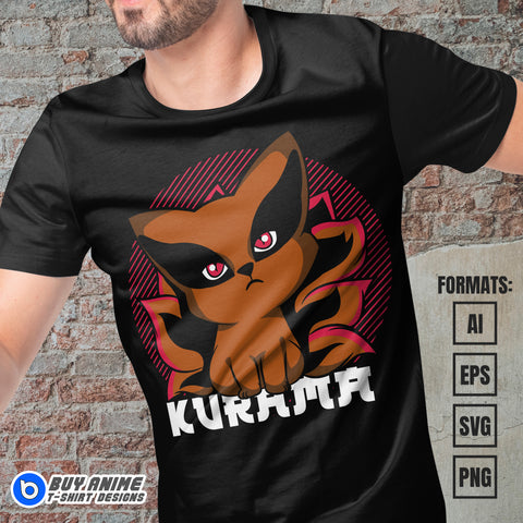 Premium Kurama Naruto Anime Vector T-shirt Design Template