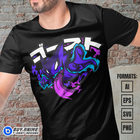 Premium Haunter Pokemon Anime Vector T-shirt Design Template