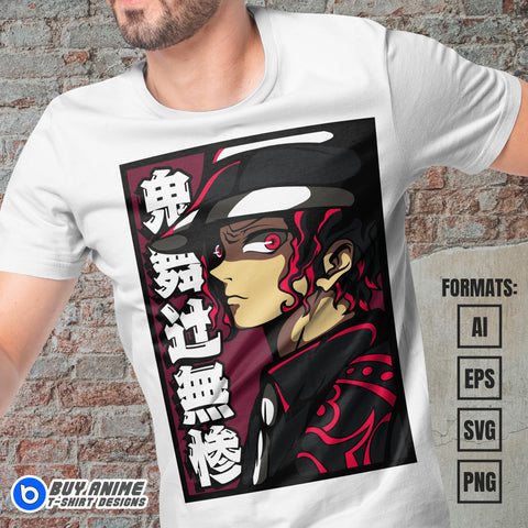 Premium Muzan Kibutsuji Demon Slayer Anime Vector T-shirt Design Template #2