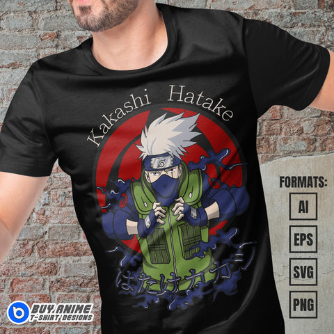 Premium Kakashi Hatake Naruto Anime Vector T-shirt Design Template #8