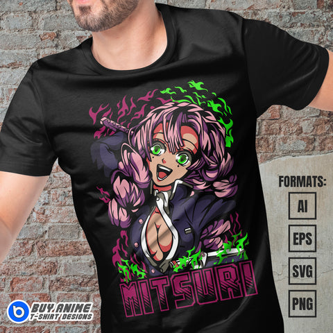 Premium Mitsuri Demon Slayer Anime Vector T-shirt Design Template #9