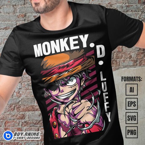 Premium Luffy One Piece Anime Vector T-shirt Design Template #15