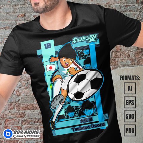 Premium Captain Tsubasa Anime Vector T-shirt Design Template #2