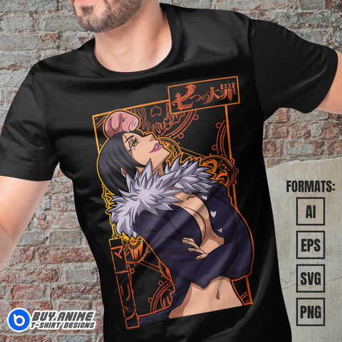 Premium Merlin The Seven Deadly Sins Anime Vector T-shirt Design Template #2