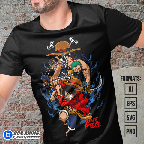 Premium One Piece Anime Vector T-shirt Design Template #9