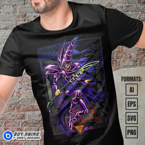 Premium Dark Magician Yu Gi Oh Anime Vector T-shirt Design Template