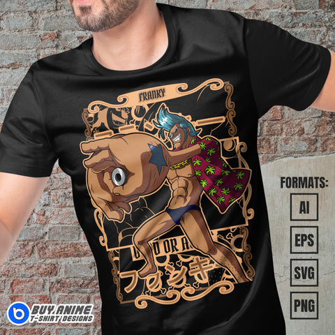 Premium Franky One Piece Anime Vector T-shirt Design Template #2
