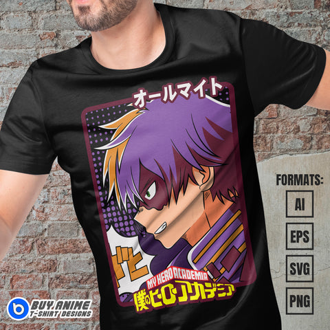 Premium Shoto Todoroki My Hero Academia Anime Vector T-shirt Design Template #2