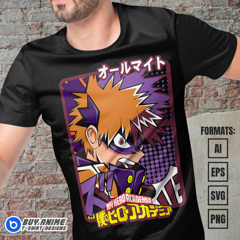Premium Katsuki Bakugo My Hero Academia Anime Vector T-shirt Design Template #8