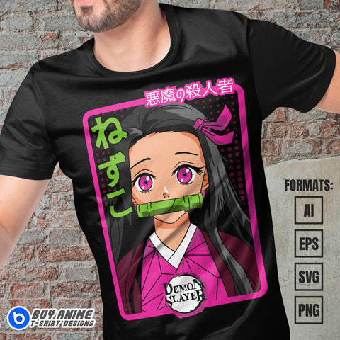  Premium Nezuko Kamado Demon Slayer Anime Vector T-shirt Design Template #12