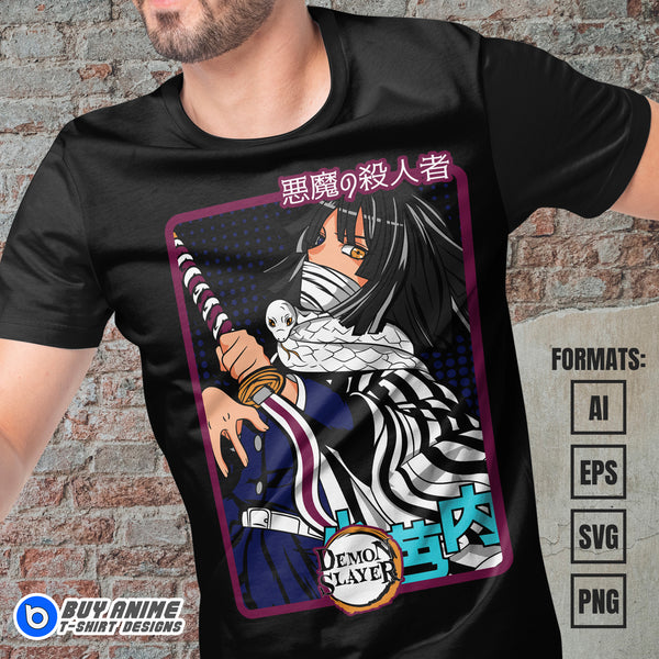 Premium Obanai Iguro Demon Slayer Anime Vector T-shirt Design Template ...