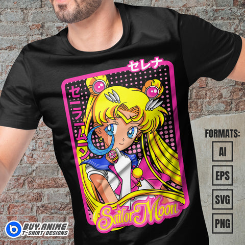 Premium Sailor Moon Anime Vector T-shirt Design Template #2