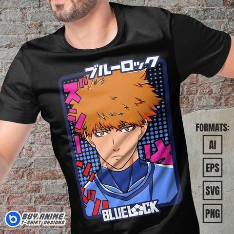Premium Rensuke Kunigami Blue Lock Anime Vector T-shirt Design Template