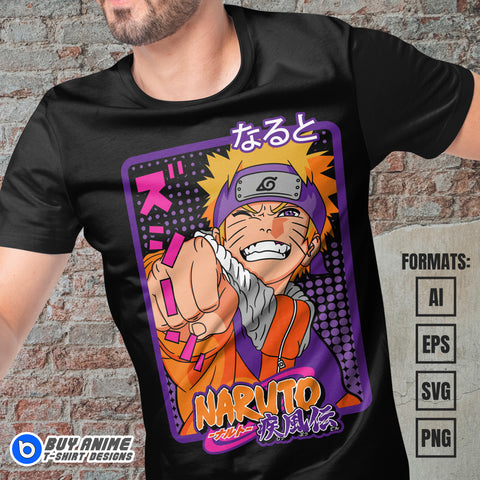 Premium Naruto Uzumaki Anime Vector T-shirt Design Template #9