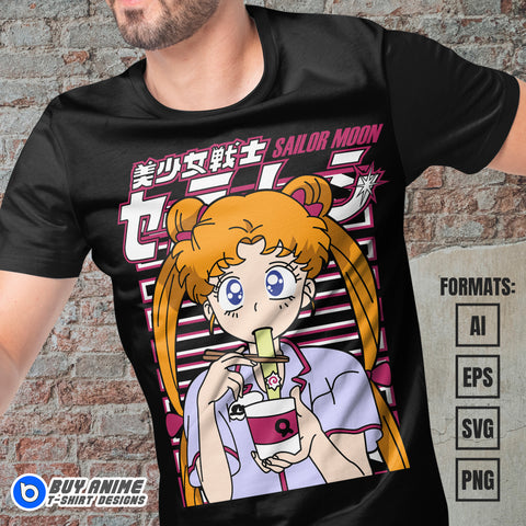 Premium Sailor Moon Anime Vector T-shirt Design Template #3