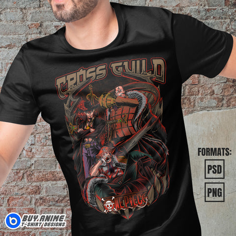 Premium One Piece Cross Guild Vector T-shirt Design Template