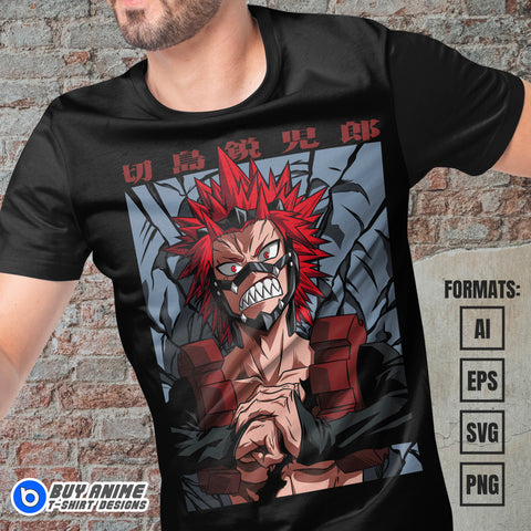 Premium Red Riot My Hero Academia Anime Vector T-shirt Design Template